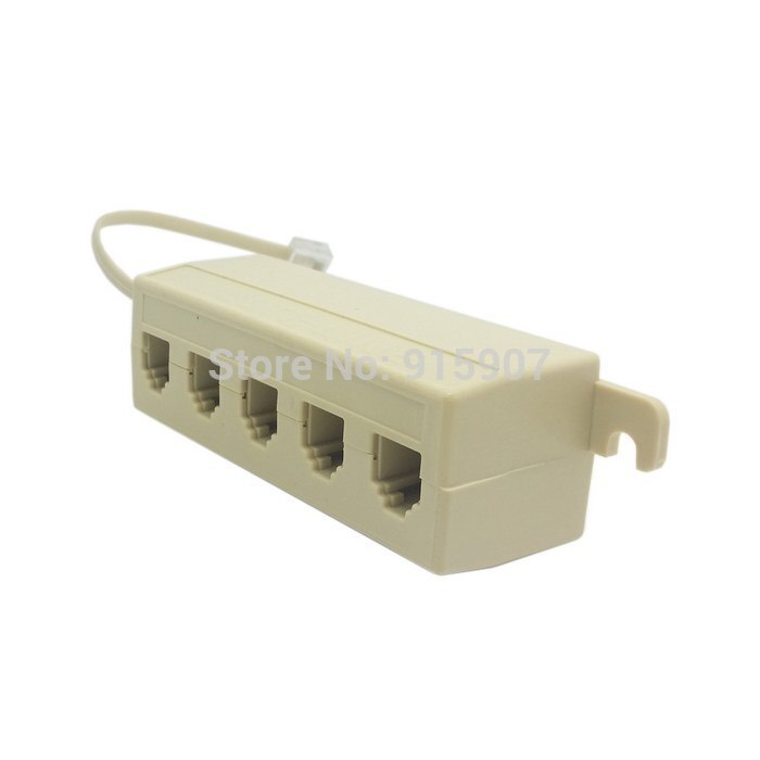 CY Kabel CY Beige Farbe 5 Weg Auslauf 6P4C RJ11 RJ12 Telefon Telefon modular Jack Linie Splitter Adapter 1-in-5-aus