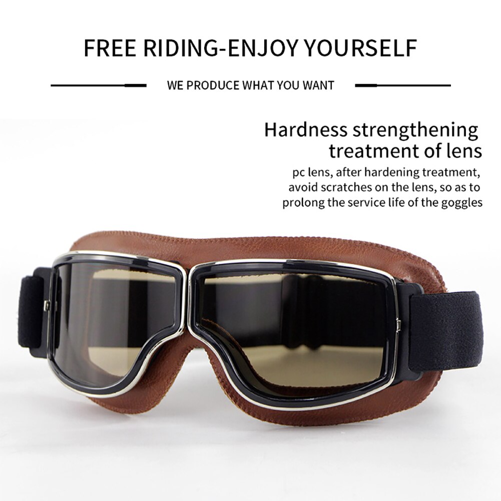 1PC Jahrgang Pilot Winddicht Brille Motorrad Leder Gläser Kreuzer Rolle Atv aus-Straße-Ich bin Freien Reiten Brillen Für Erwachsene