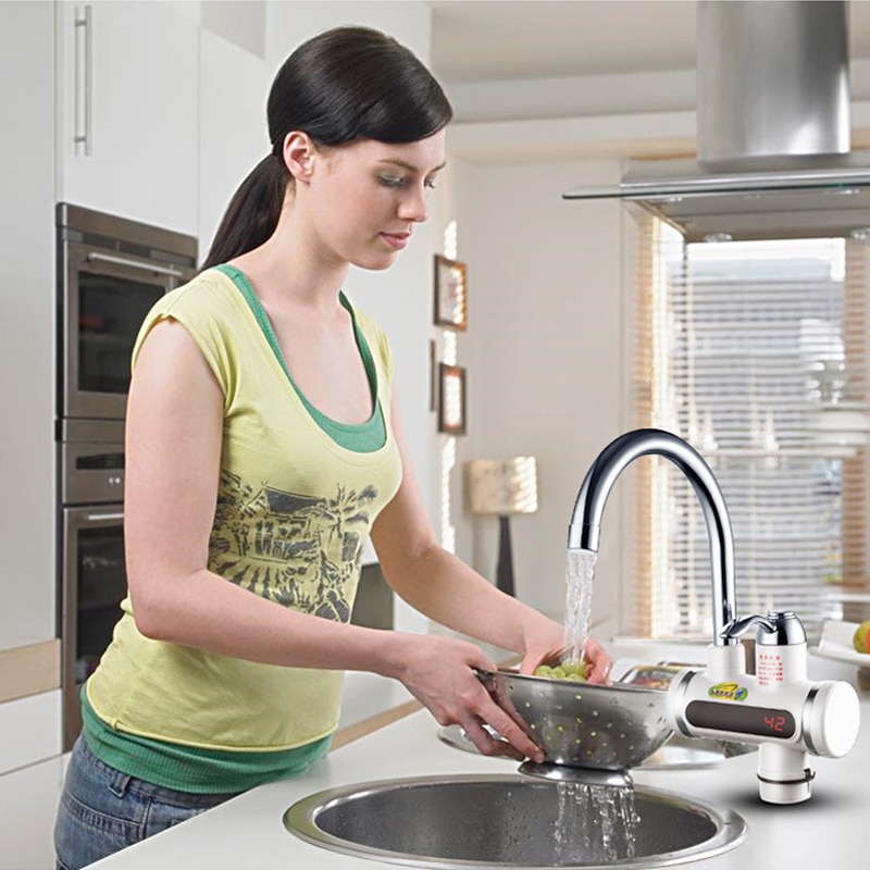 3000 Watt sofortig Elektrische Warmwasserbereiter Wasserhahn Küchenarmatur Warmwasserbereitung Kalten Wasserhahn Tankless Durchlauferhitzer Eu-stecker