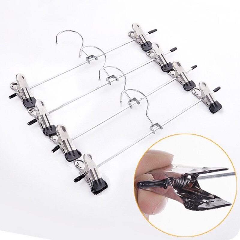 1pc Neue KleiderbüGel Für Kleidung Edelstahl Clip Ständer KleiderbüGel Hosen Felsen Art Kleidung Einstellbar Preis Griff Cabide