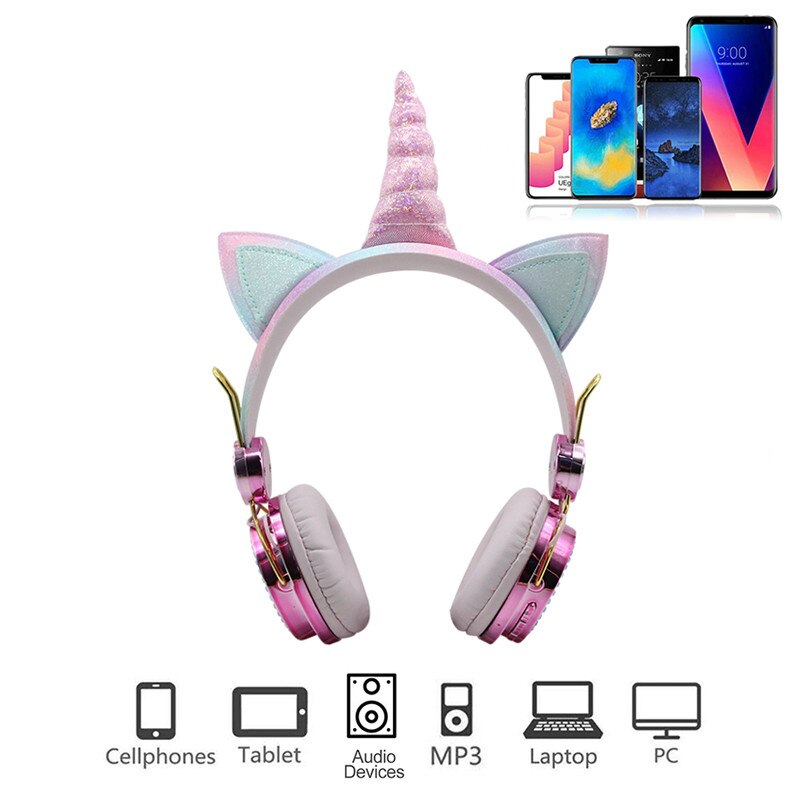 Nette Einhorn Kopfhörer Verdrahtete Mit Mic Nette Kopfhörer Mädchen freundlicher Kopfhörer Für Laptop Kopfhörer Handys PC MP3 Tablette Kopfhörer