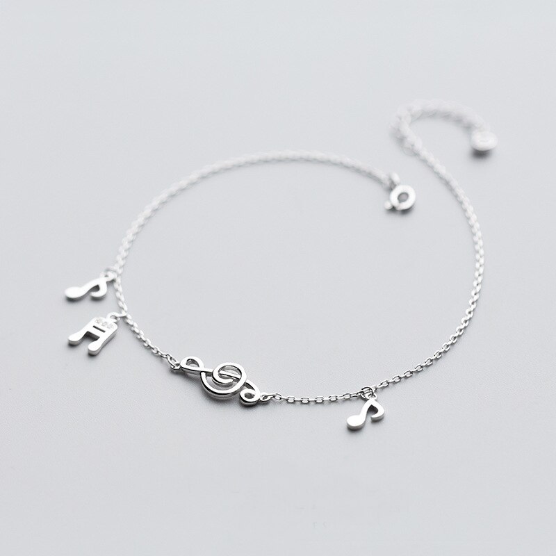 Musik Hinweis Fußkettchen Echt 925 Sterling Silber Musik Hinweis Violinschlüssel Knöchel Armbänder Fuß Ketten für Frauen Mädchen Edlen Schmuck