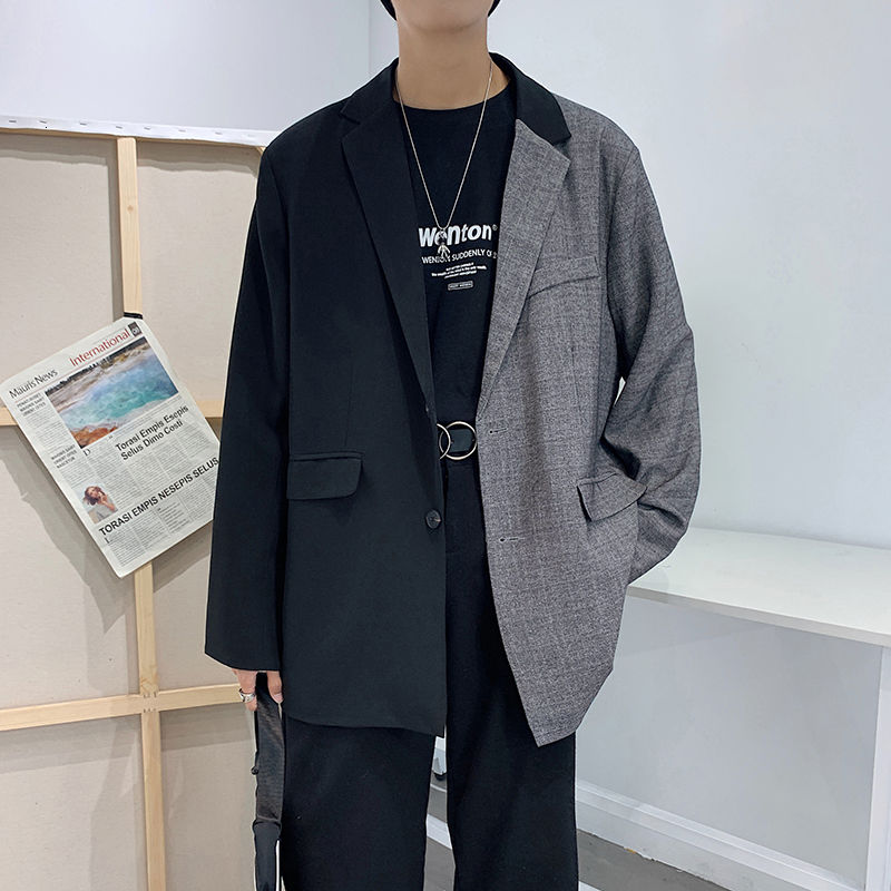 Koreanischen Stil Baumwolle Blazer männer retro Schlag Farbe Geschäft lässig Anzug Jacke Männer Streetwear verlieren Kleid Jacke Herren