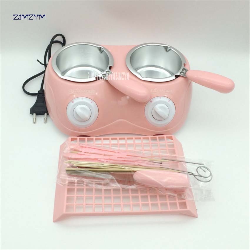 Dual Elektrische Schokolade Brunnen 250*2ML Kapazität Fondue Heißer Schokolade Schmelzen Topf Schmelzen Maschine gelb/rosa 1PC