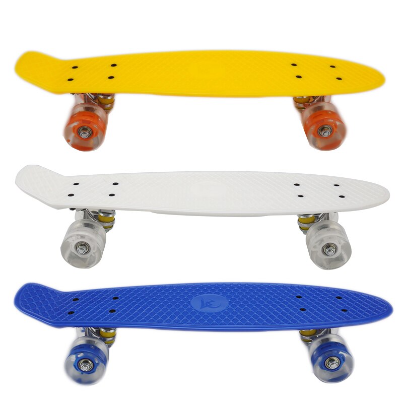 22 zoll Schlittschuh Bord Blinklicht Mini Kreuzer Skateboard Kunststoff Longboard vier-Rad Skateboard Banane Gremium für Mädchen Junge