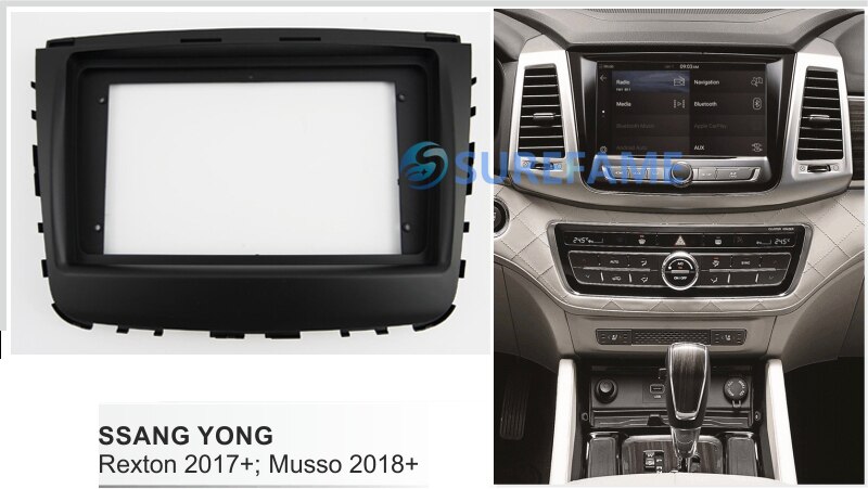 9 Zoll Auto Faszie Radio Tafel für SSANGYONG Rexton +; musso + Bindestrich Bausatz Installieren facia Lünette Adapter trimmen Platte Konsole