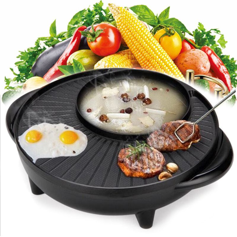 2 in 1 Grill Topf Elektrische 1700W 220V Multi-Funktion Heimat Party Nicht Stock BBQ Grill Pfanne