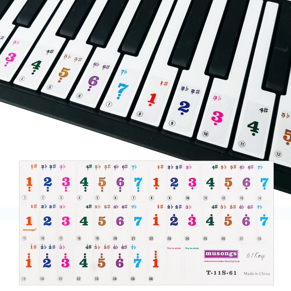 49/61-Schlüssel Musik Aufkleber Noten Klavier Tastatur Aufkleber Karikatur Abnehmbare Transparente Spektrum Aufkleber Symbol Dekor