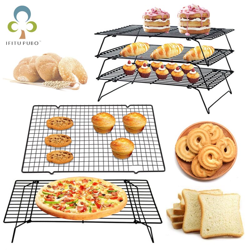 1/2 stücke Nonstick Metall Kuchen Kühlung Netz Gestell Netto Kekse Kekse Brot Muffins Trocknen Stand Halfter Küche Backblech Werkzeug ZXH