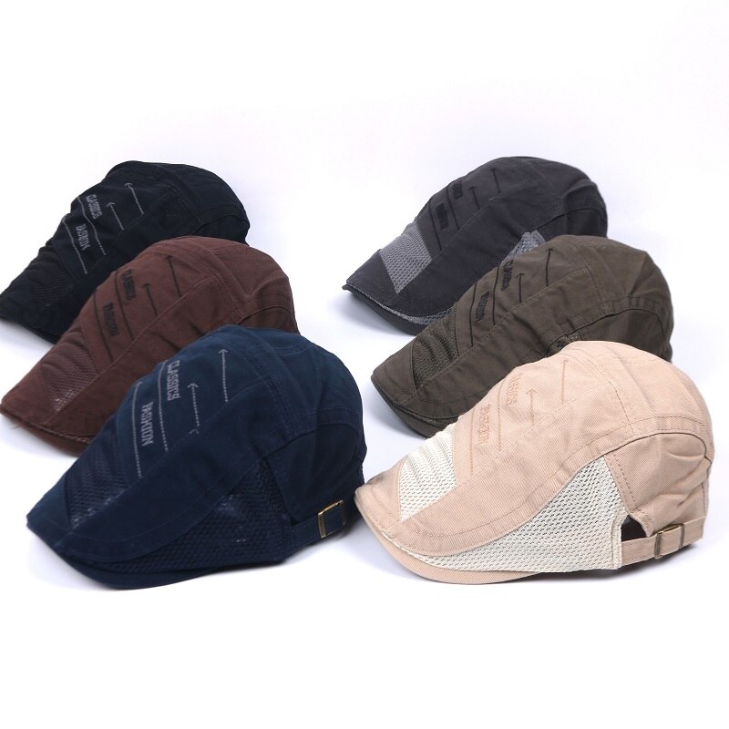 Sommer Baskenmütze Hüte Männer Frauen Atmungsaktive Freuen kappe Solide Gittergewebe Baskenmütze Kappe Beiläufige Flache Schirmmütze Netz Visier Casquette