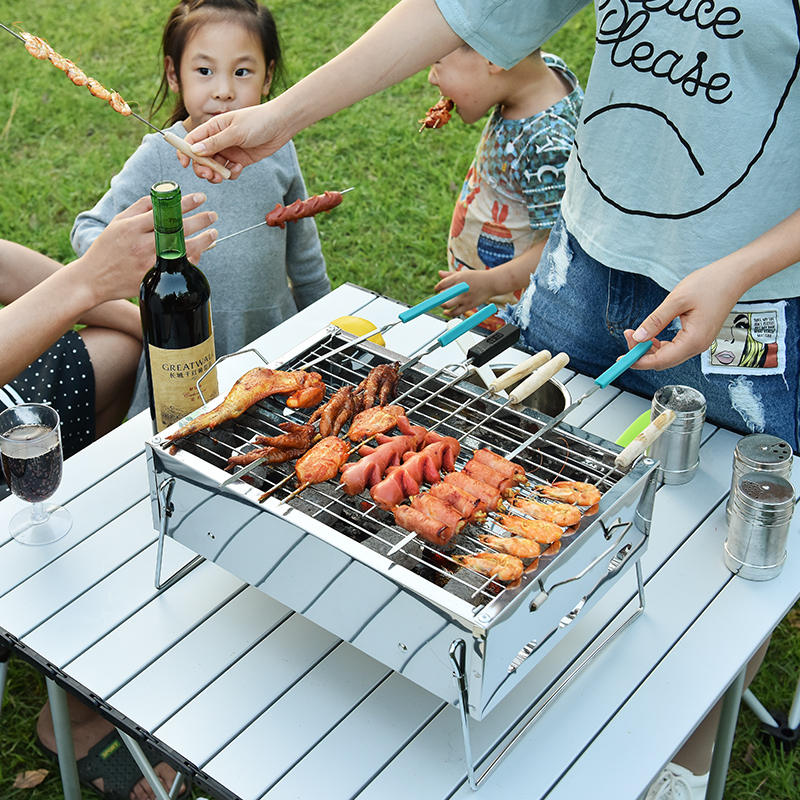 Kbxstart Faltbare BBQ grillen Terrasse Grill Holzkohle Grill Herde draussen Camping Picknick Grill Zubehör Für Heimat Park Verwenden