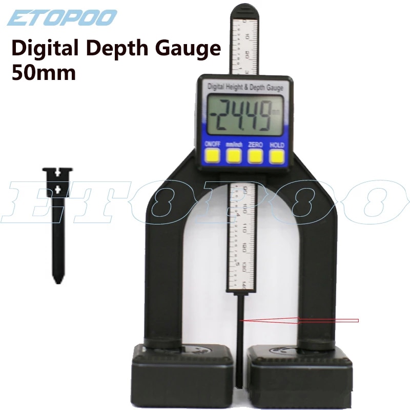 50mm Digital Tiefe Messgerät LCD Höer Messgeräte Messschieber Mit Magnetische Füße Für Router Tische Holzbearbeitung Sauerei Werkzeuge