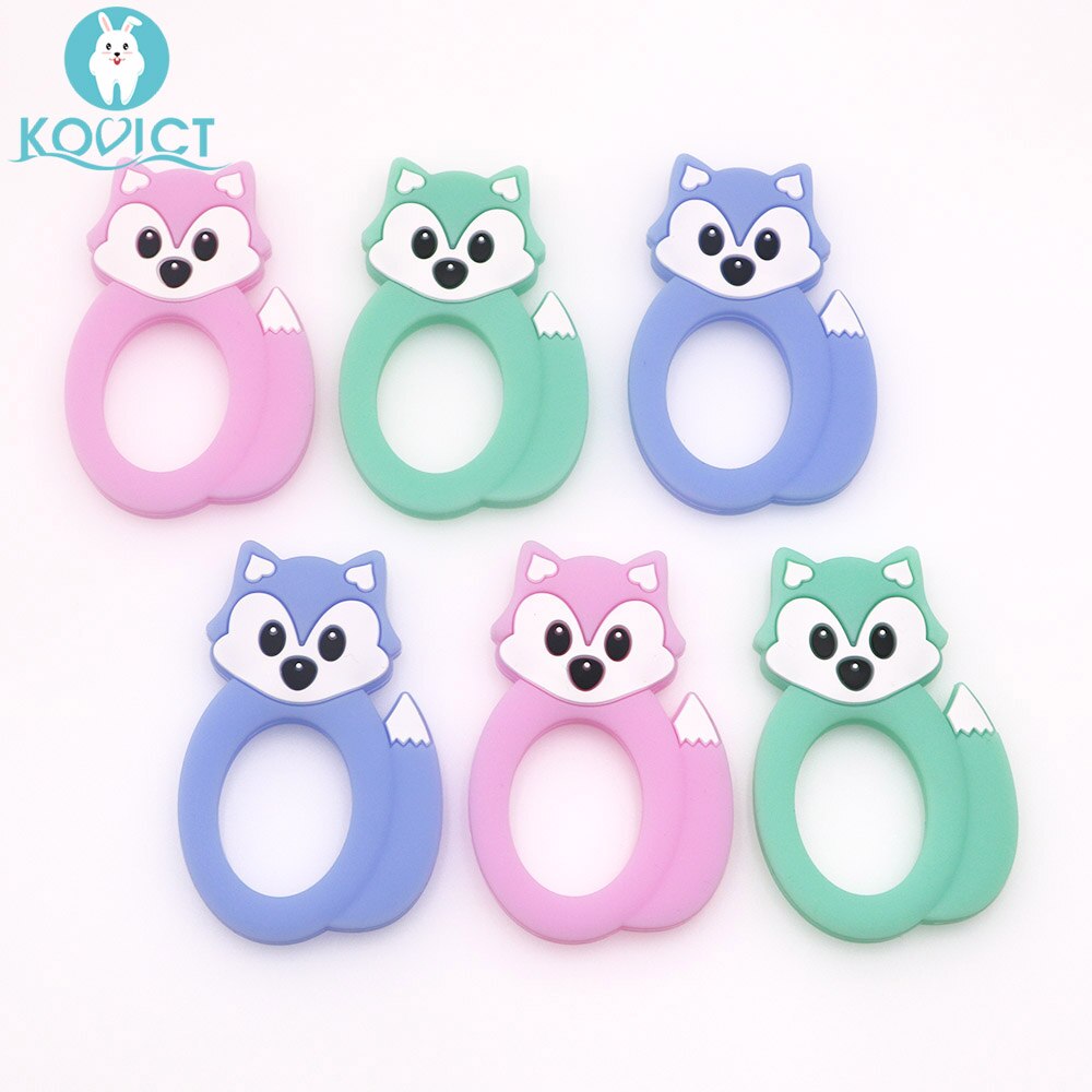 Kovict BPA FREI 5/10 stücke fuchs Silikon Baby BeißRing nagetier Baby Zahnen Spielzeug Kautable Ebene bilden Baby Produkte Pflege