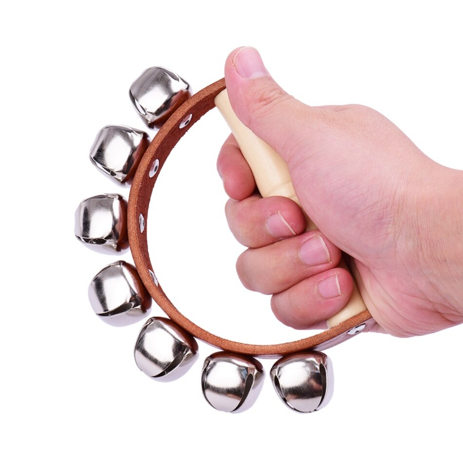 Glocke Hand Glocken mit 7 stücke klimpern Glocken Holz Griff Musical Instrument Spielzeug für Musik Klasse Schlagzeug instrumente spielzeug