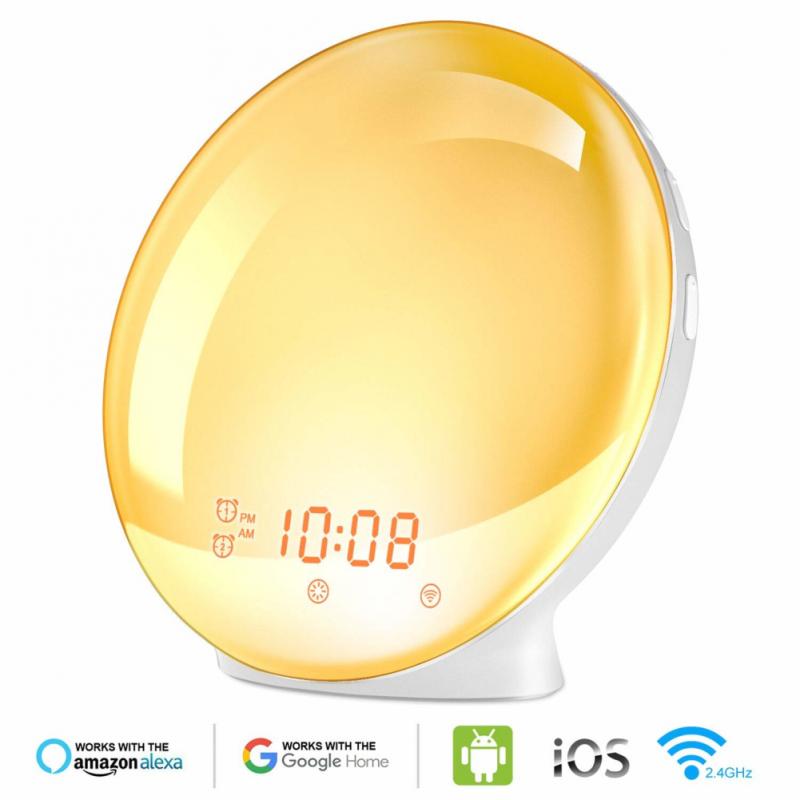 sonnenaufgang Wecker aufwachen Licht Schlaf Unterstützen Digitale Wecker Für Alexa Google Nacht LED Licht Wecker Nacht licht
