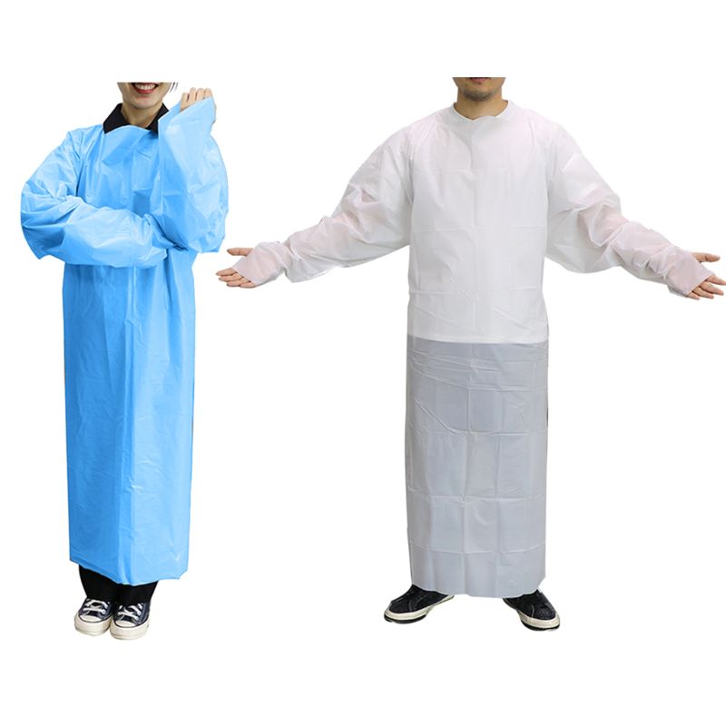 10 Pack nicht-gewebte Blau Einweg Isolation Kleid mit Elastischen Bündchen Schutz Isolation Kleid Kleidung FluidResistant Unempfindlich