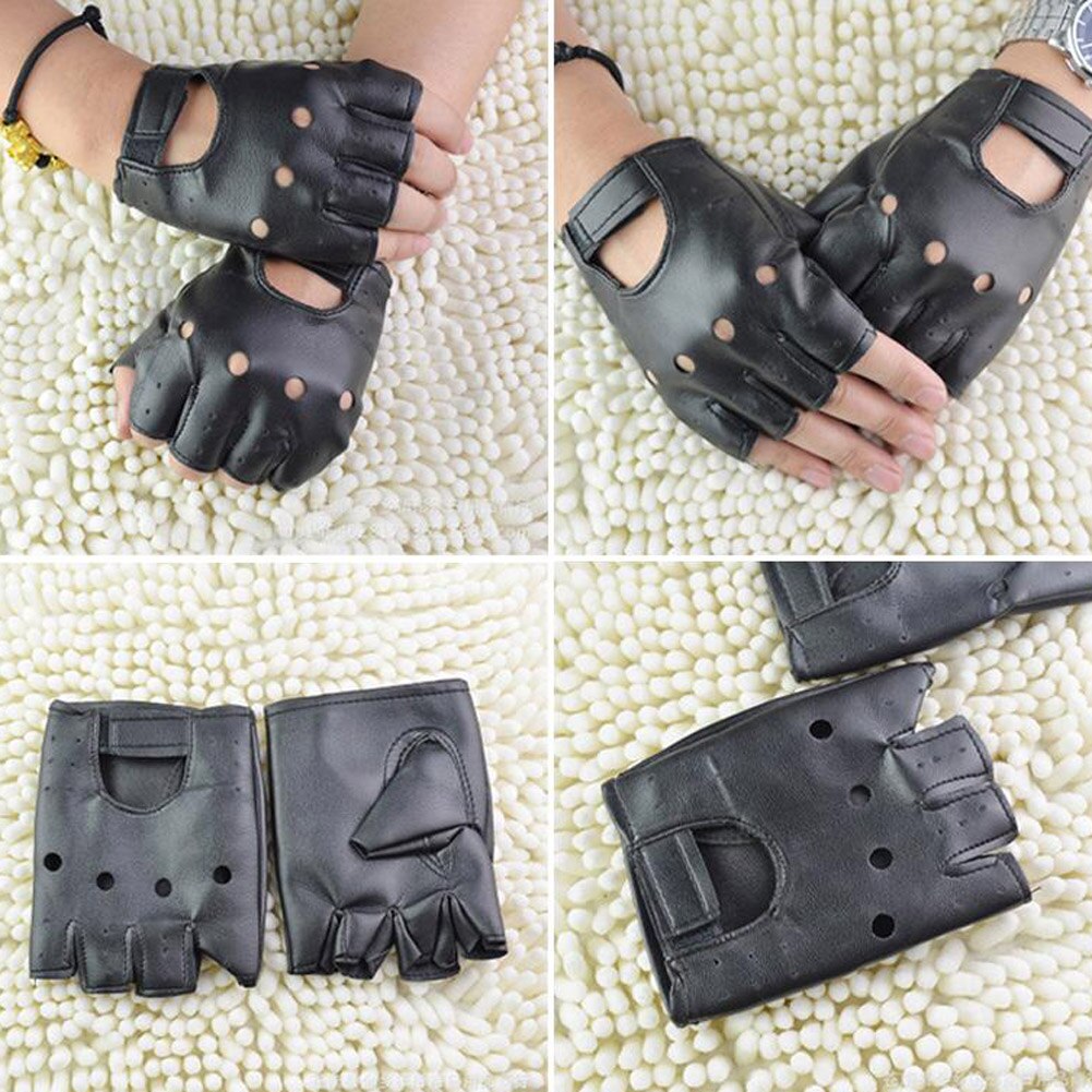 1 paar Männer draussen Finger Handschuhe Schwarz Weiche Synthetische Leder Fahren Motorrad Radfahrer Coole Leder Handschuhe Nicht-niet handschuhe