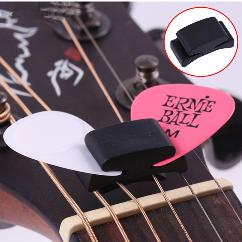 1/2Stck Schwarz Gummi wählen Halfter Für Gitarre Ukulele Fix Auf Kopfplatte fest Halfter Für Gitarre Bass Nette gitarre Zubehör