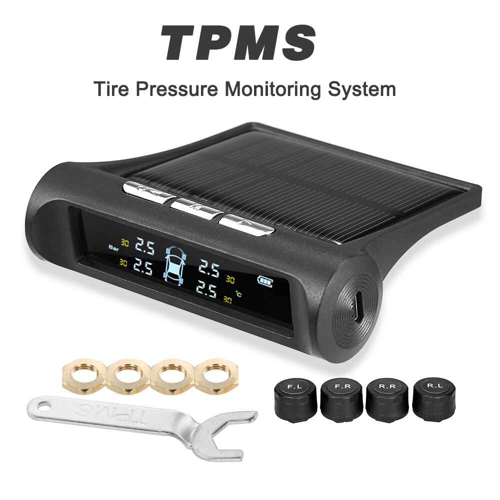 TPMS Auto Reifendruck Alarm Sensor Überwachung System Anzeige Energie Ladung Temperatur Warnung mit 4 Externe Sensoren