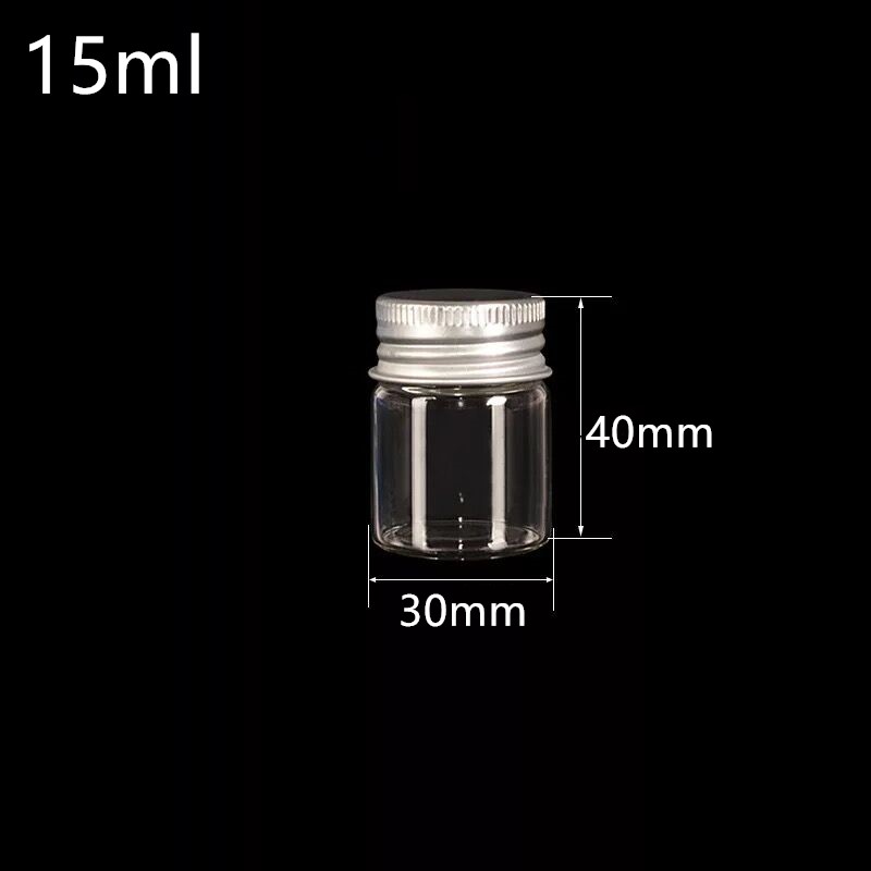 10 teile/los 30*40mm 15 ml Glas Flaschen Aluminium Schraube Kappe Leere Flaschen Silber Metall Deckel Glas Fläschchen gläser Handwerk Hochzeit Dekor