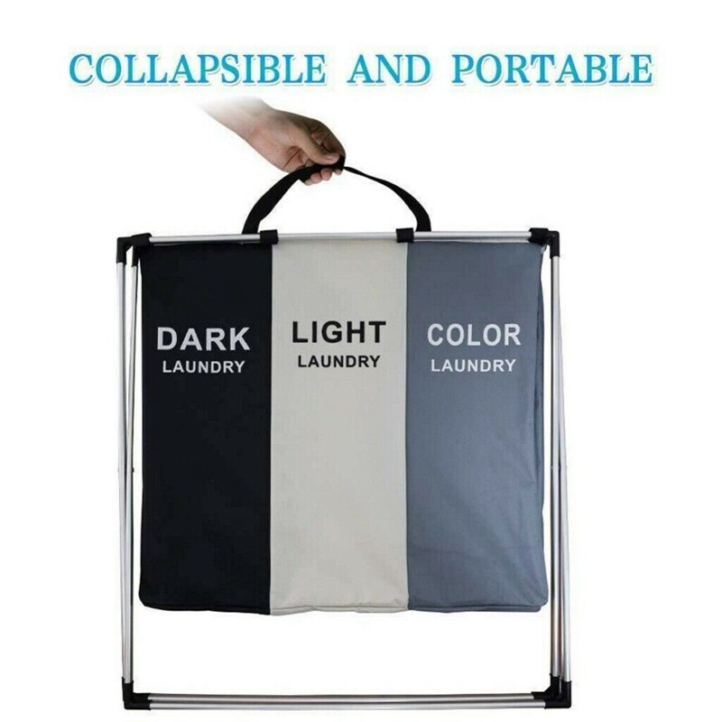 Wäschekorb Faltbare Wäsche Korb mit 3 Abschnitt Große Schmutzige Kleidung Sorter