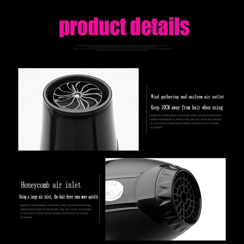 Professionelle Elektrische Haar Trockner Salon 3 Geschwindigkeit 2 Wärme Friseur Schlag 2400W Salon Schlag Trockner EU Stecker