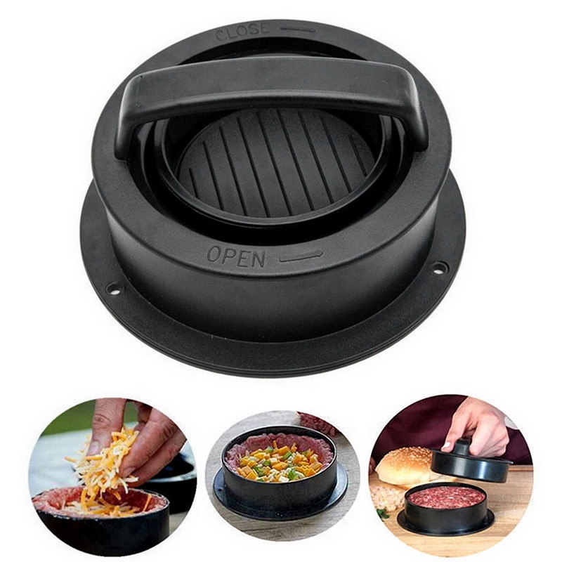 DIY Hamburger Fleisch Presse Werkzeug Nicht-Stock Lebensmittel-Klasse Macher Fleisch Hersteller Schimmel Hamburger Presse mit Holz Griff für Küche Werkzeug