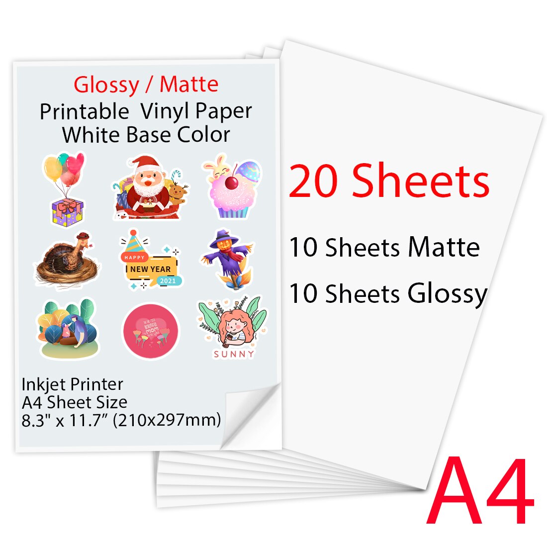10 /20 blätter matt Druckbare Vinyl Aufkleber Papier A4 selbst-Klebstoff Kopie Papier Inkjet Drucker Papier für Inkjet drucker DIY Handwerk