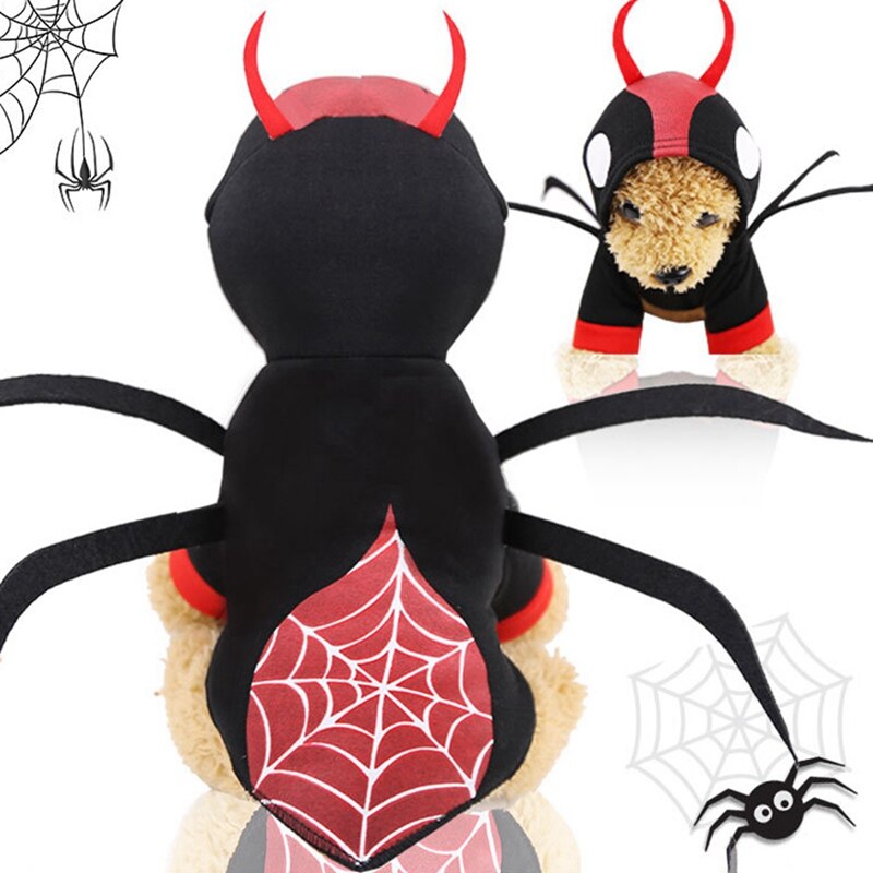 Welpen Hund Halloween Dekor Liefert Lustige Spinne Cosplay Mantel Hunde Kalten nasser Welpen 2-auf Beinen Mit Kapuze Mantel