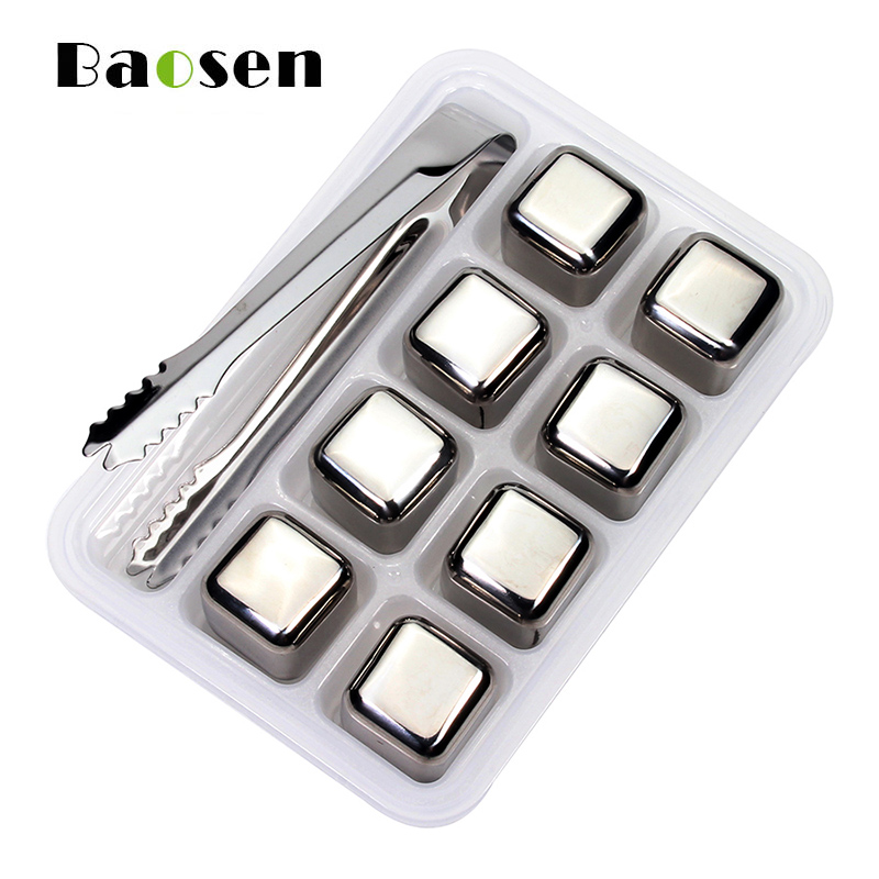 Baosen Edelstahl Eiswürfel wiederverwendbar Wein Kühler Bahre Kältemaschinen chillen Steine für Whiskey Wein