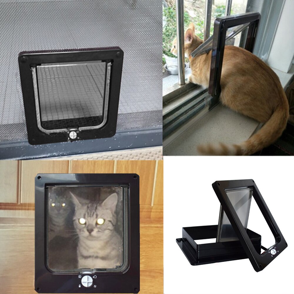 4 Weg Abschließnackt Hund Katze Drehschalter Haustier Tür Sicherheit Klappe Tür ABS Kunststoff Ebene Kleine Haustier Katze Hund Tor tür Haustier Liefert