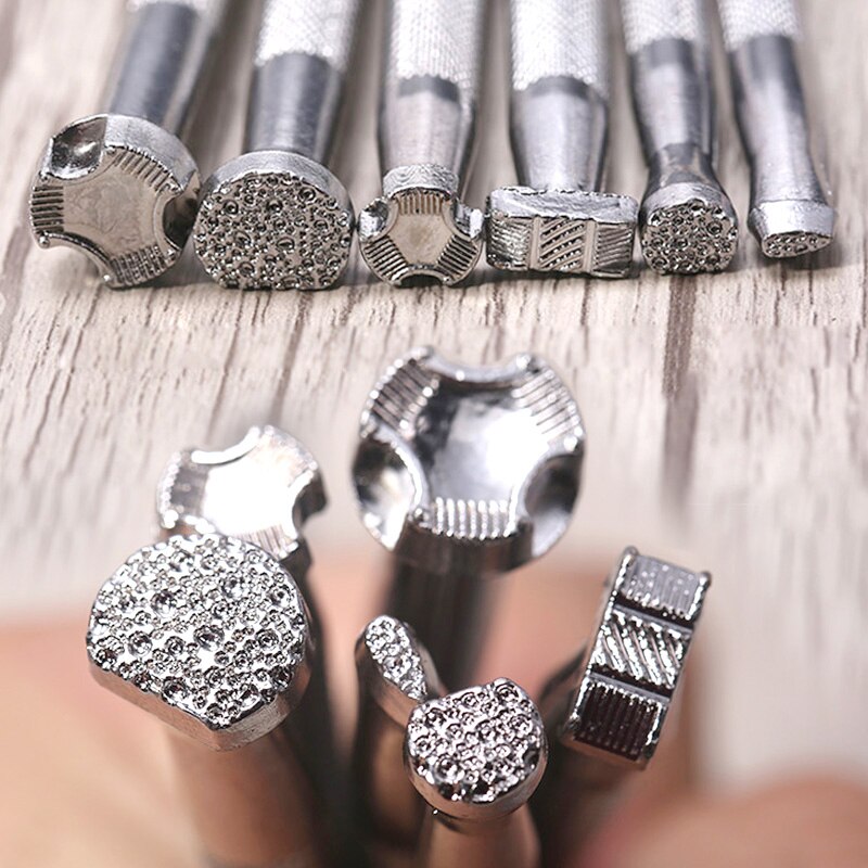 6 teile/los von Hand-genäht Diamanten Handgemachte Leder Carving Leder Kunst Leder Spezielle Druck Werkzeug setzt Leder Handwerk