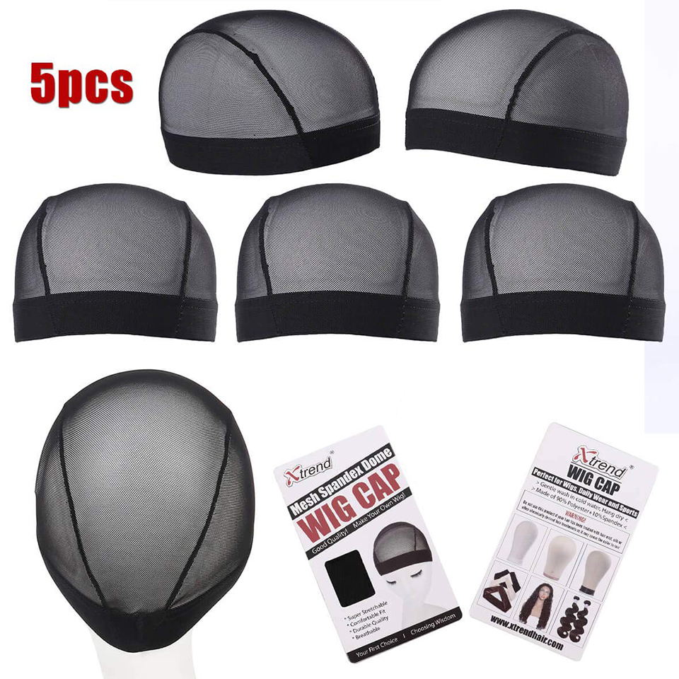 5Stck Kuppel Stil Gittergewebe Perücke Kappe Für sterben Herstellung Von Perücken Schwarz Farbe Dehnbar Weben Kappe Elastische Nylon Unterstützung für UNS sendungen