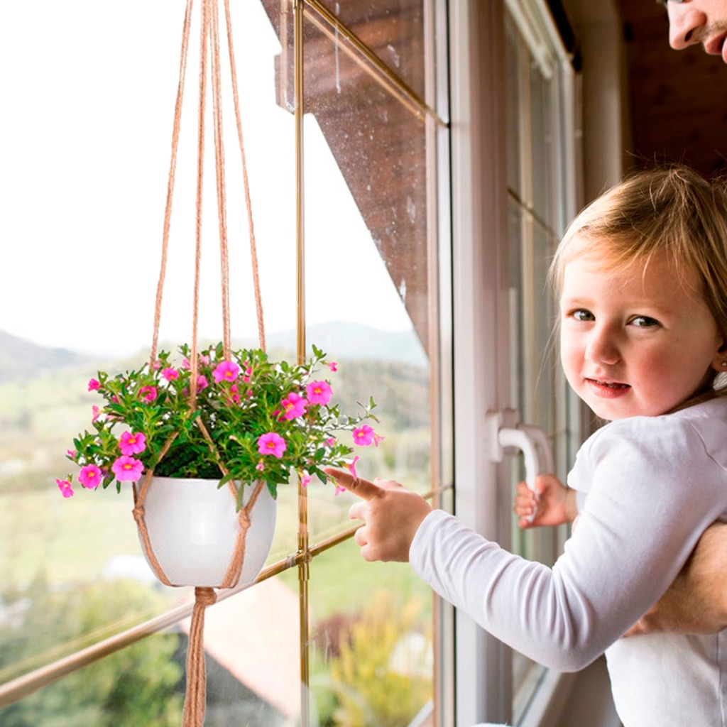 Neue Hängen Körbe Blumentopf Anlage Halfter Topf Makramee Anlage KleiderbüGel Hängen Pflanzer Korb Jute Seil Geflochtene Handwerk Jahrgang Dekor