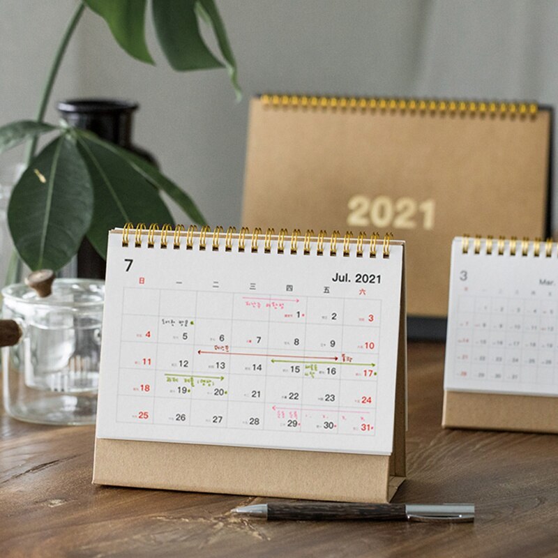 einfache Feste Farbe Mini Schreibtisch Kalender Diy Tragbare Schreibtisch Kalender Täglichen Zeitplan Tisch Planer Jährlich Agenda Organizer