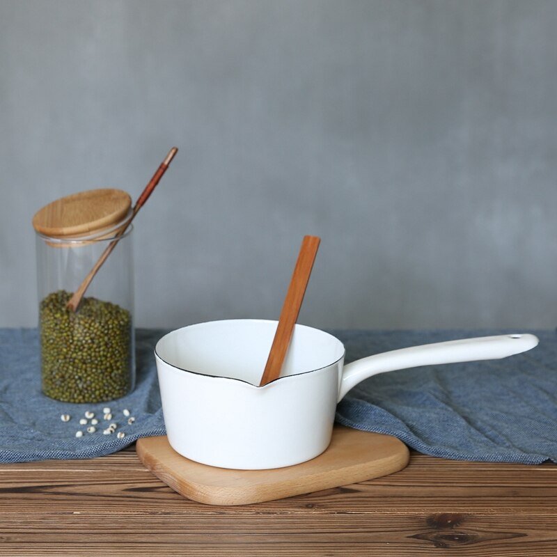 oben 1,3 L Japanischen Stil Weiß Keramik Milch Topf Küche Kochen Pfanne Topf Stewpan Baby Lebensmittel Topf mit Lange griff für Eine