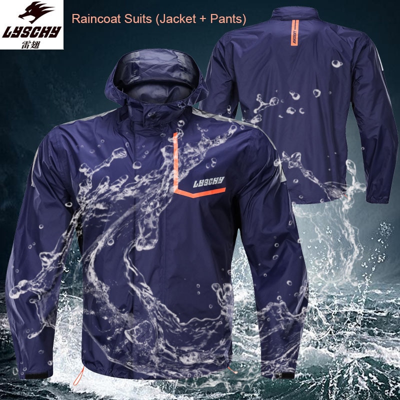 LYSCHY Motorrad Anzug Moto-Cross Regenmantel Männer der Winddicht Oberbekleidung Mit Nacht Reflektierende Wasserdichte Jacke + Hosen Anzug