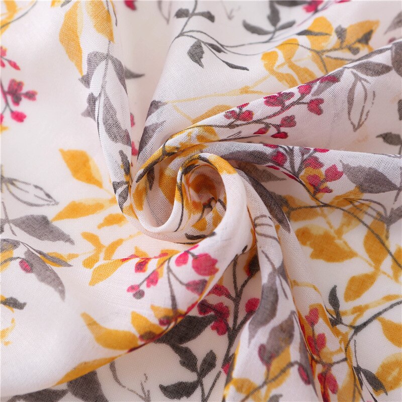 Lange Baumwolle Schal Frau Gelb Blume Super Meer die Seide Moslemischer Hijab Snood Sonnencreme Frau Schal