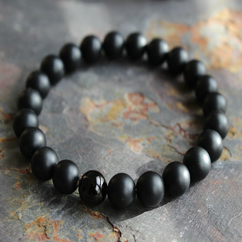 8mm Männer matt Schwarzen Onyx Yoga Energie Perlen Armbinde Freund Für Frauen Männer Ihr seine Natürliche Stein perlen Schmuck Charme