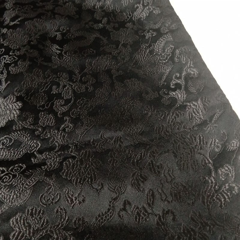 ViaPhil Schwarz Drachen Brokat Stoff Jacquard Bekleidung Kostüm Patchwork 50x72cm Tuch Kleid Polster Einrichtung