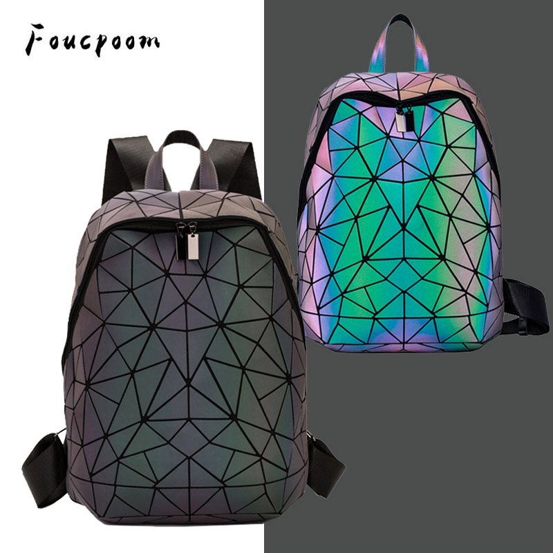 Leucht Rucksäcke Frauen Geometrische Laptop Rucksack Für Männer Schulter Rucksack Schule Holographische Rucksack Weibliche Trave Schule Tasche