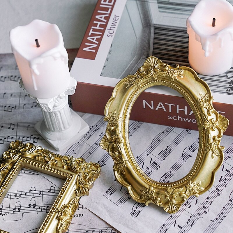 Fotografie Hintergrund Schießen Foto Requisiten Goldene retro Foto Rahmen Nagel Kunst Schmuck Dekoration Heimat Dekoration