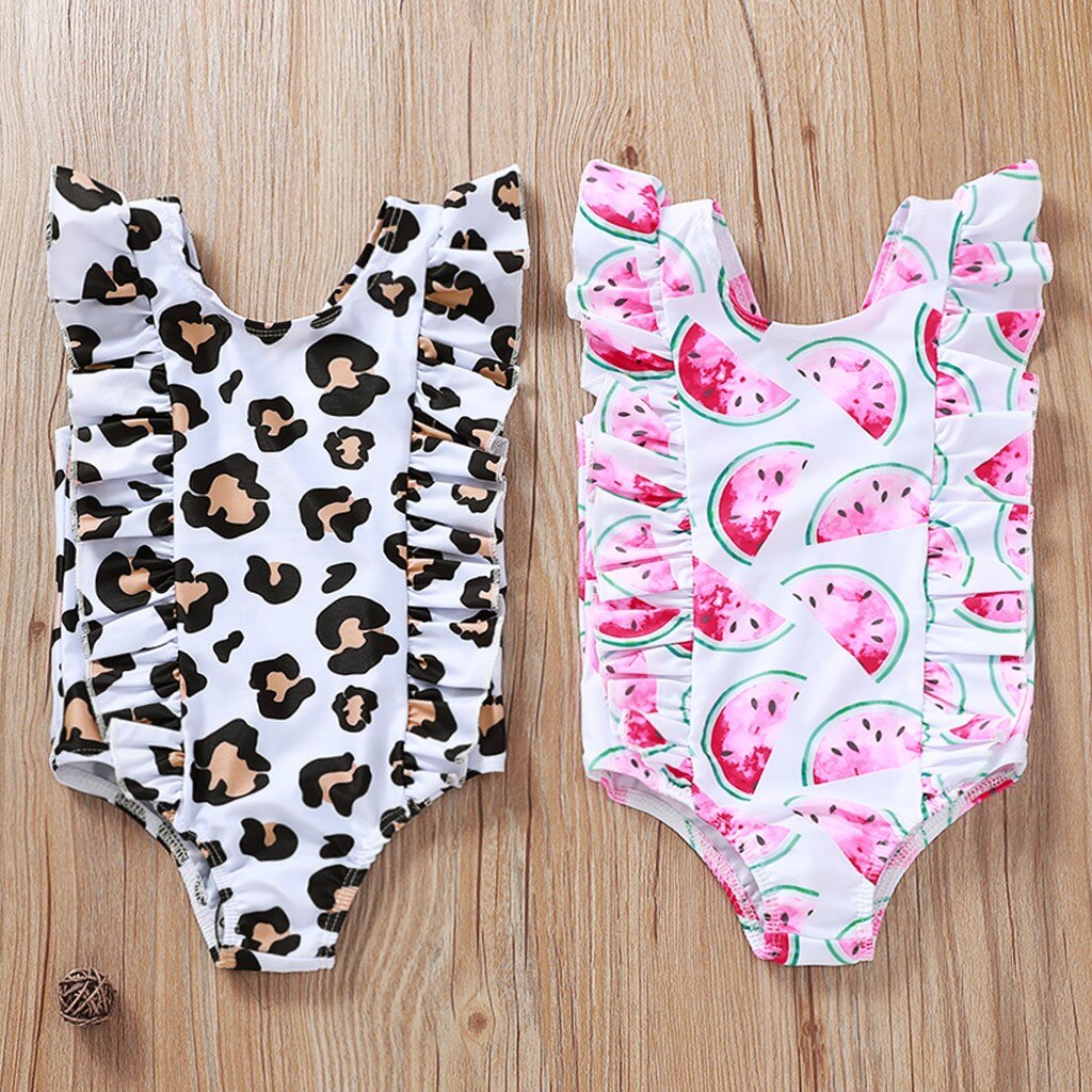 Baden passen Pro Baby Kinder Mädchen Sommer Leopard gedruckt Bikini eins Stück Bademode Badeanzug Bikini einstellen Sunsuit Bademode setzt