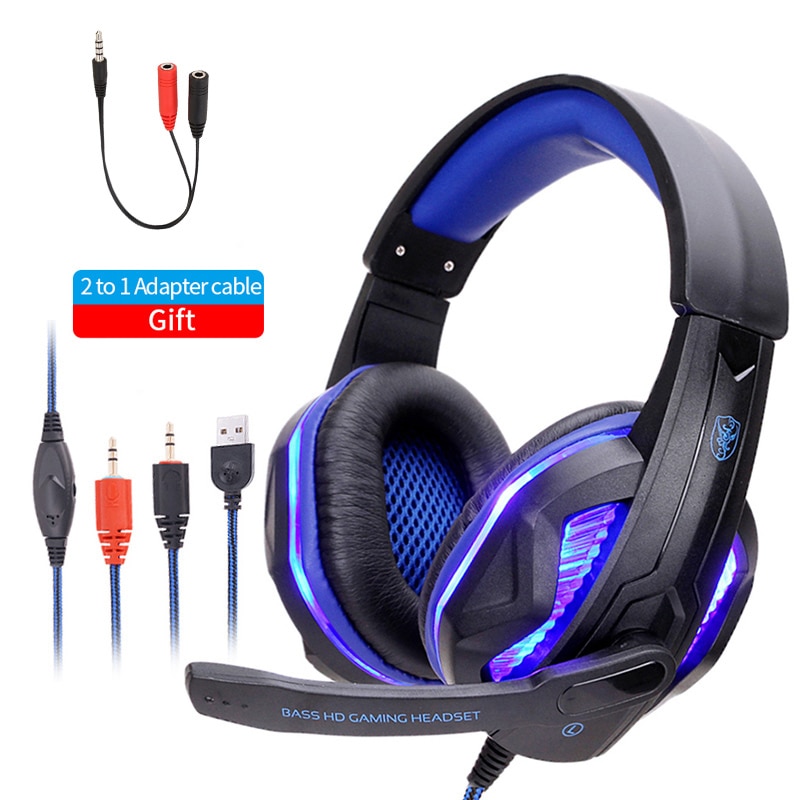 Professionelle LED Licht Gamer Headset Spielen Kopfhörer Bass Stereo Für Computer PS4 PS5 Fifa 21 PC verdrahtet Headset Mit Mic