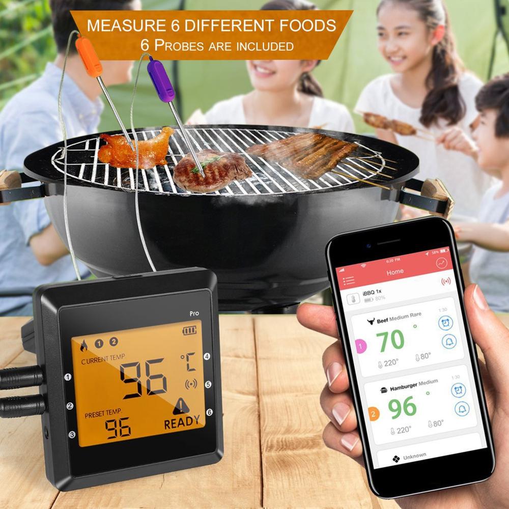 Clever Grill Sonde Drahtlose Bluetooth Digitale BBQ Thermometer 6 Kanäle 6 Sonden Lebensmittel Fleisch Anzeige Echtzeit Status