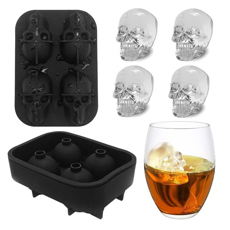 3D Schädel Silikon Schimmel Eis Würfel Hersteller Schokolade Schimmel Fach Eis DIY Werkzeug Whiskey Wein Cocktail Eis Würfel