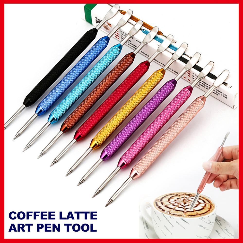 5 farben Edelstahl Kunst Stift Werkzeug Kaffee Latte Schaum Kunst Stift Nadel Spachtel Edelstahl Barista Werkzeug Kaffee Latte