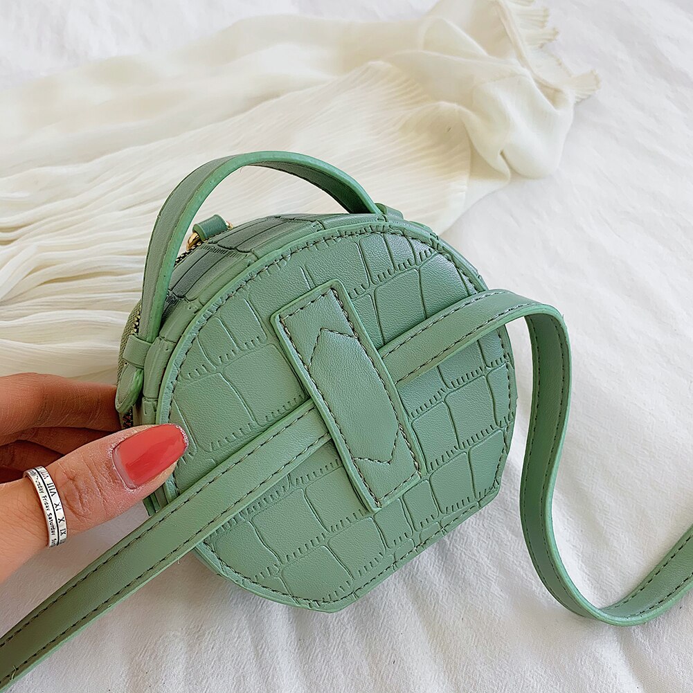 Frauen Kleine Runde Schulter Mini Handtaschen Jahrgang PU Leder Plissee Crossbody Totes Tasche modisch Rund Bote Taschen