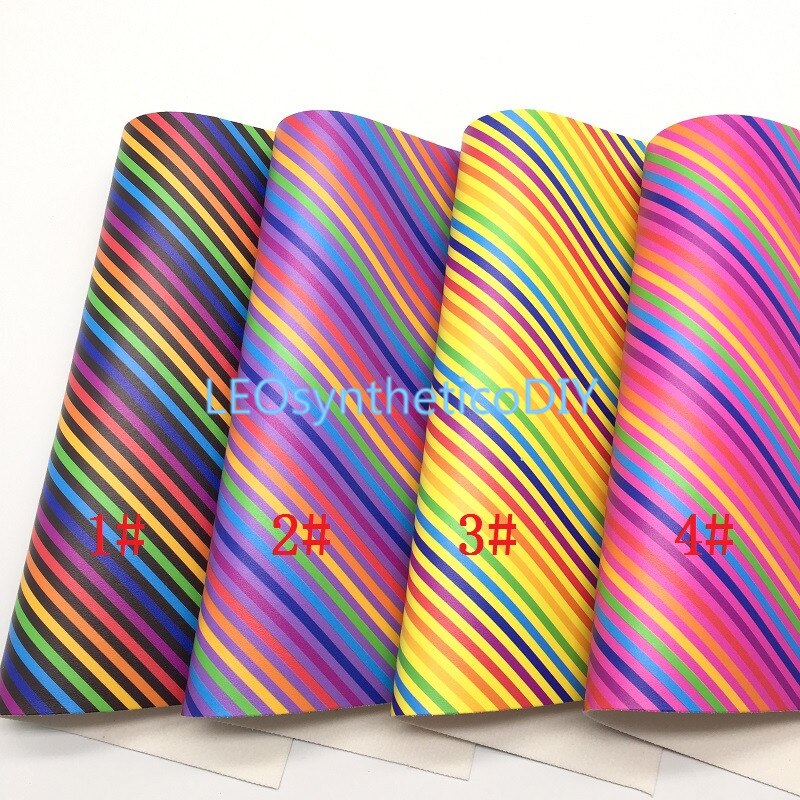 1PC 21X29CM Regenbogen Streifen Gedruckt Synthetische Leder Stoff Leder Blätter, PU Leder Für, Der BöGen LEOsyntheticoDIY T506A