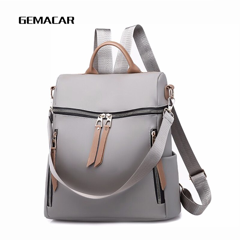 lässig Frauen Multi-funktion Rucksack Wasserdicht Einfache Weibliche Rucksack PU Leder Dame Rucksäcke Schwarz Grau